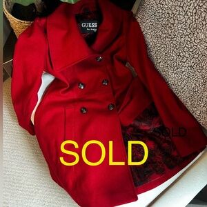 GUESS Women's Vibrant Red Trench Coat